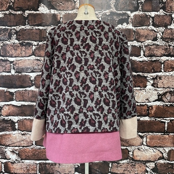 LOGO by Lori Goldstein Jacket Women's 16 Plus Grey Pink Cheetah Print - Picture 10 of 14
